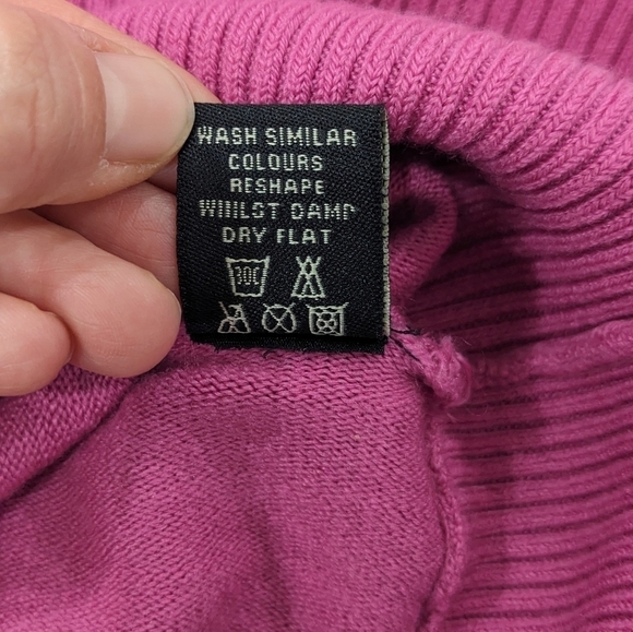 BCBGMAXAZRIA Women Deep Pink Sweater Turtleneck Cowl Neck Wide Long Sleeves L - Picture 9 of 9